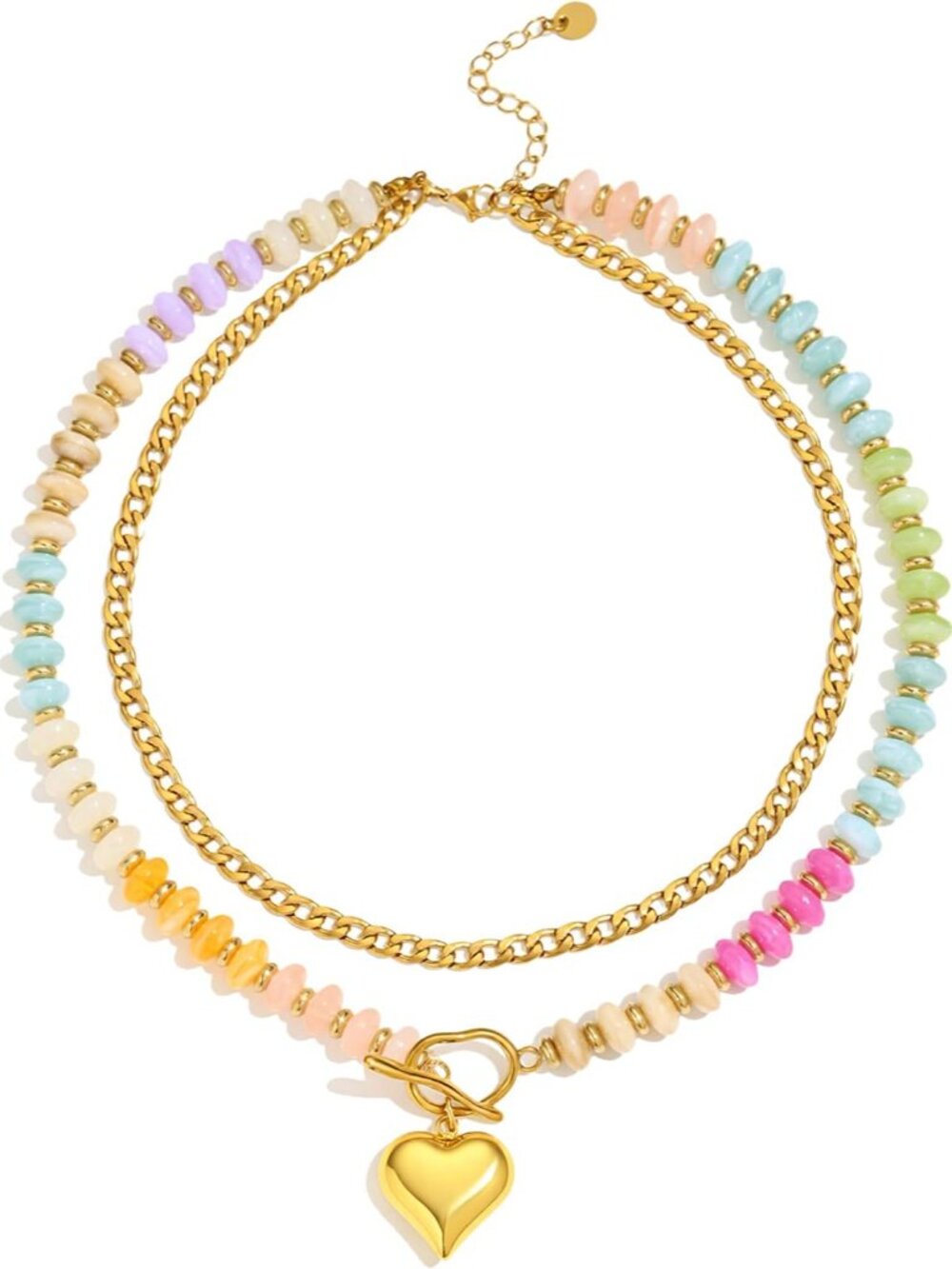Colorful Beaded Layered Necklaces for Women Multicolor Acrylic Beaded Choker Wit